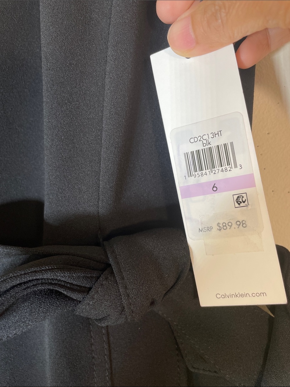 Calvin Klein Black Sleeveless Tie Waist Ruffle Wrap Midi Dress. 6. NWT. - Picture 3 of 12